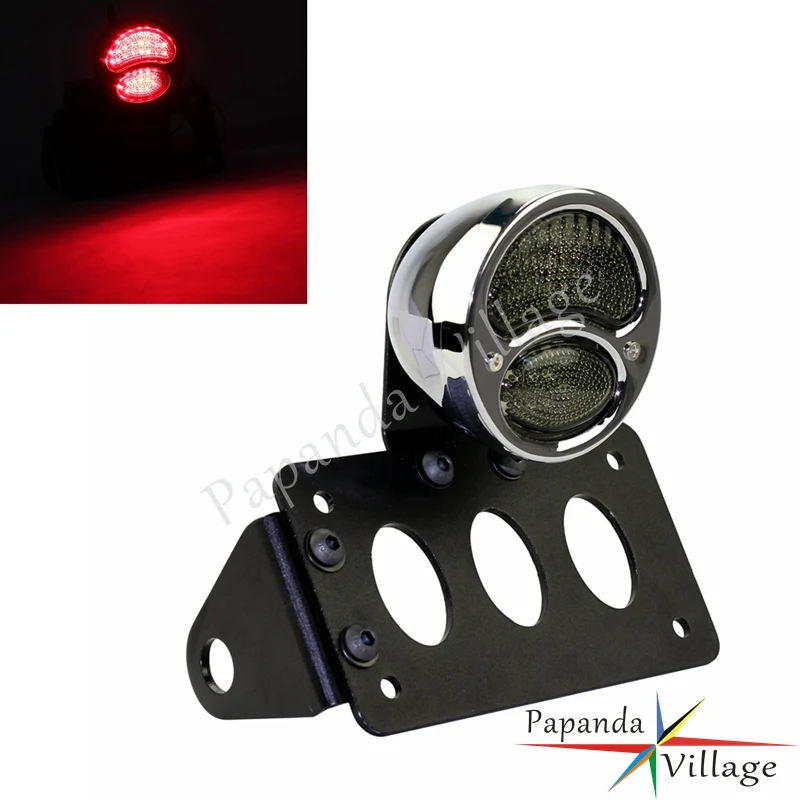 

Motorcycle Chrome Smoke Rear Tail Brake Light Side Mount License Plate Bracket For Harley Honda Chopper Bobber w/ 3/4" Axles