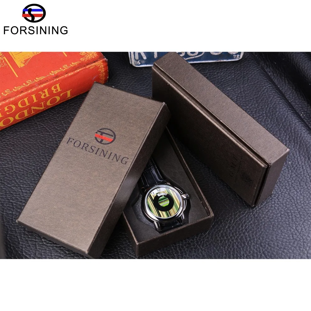 Часы наручные Forsining мужские с зеленым циферблатом брендовые Роскошные