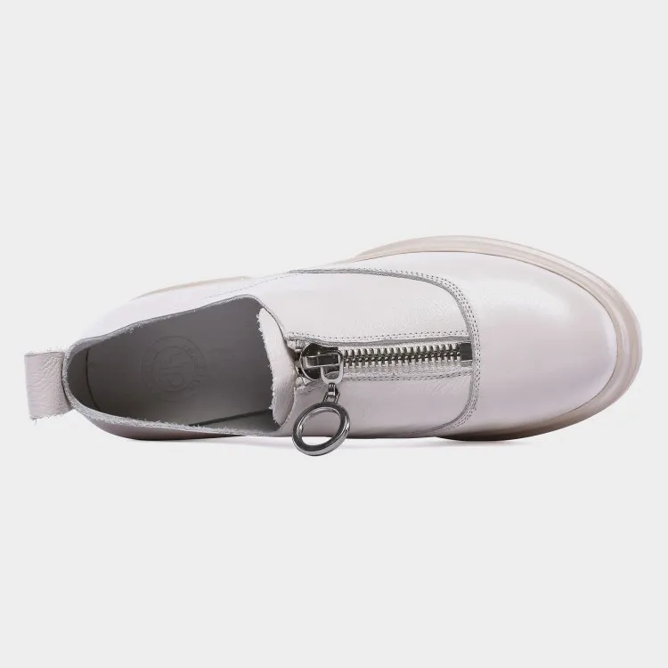 

2019 Women Creepers Fashion Sneakers Genuine Leather Female Flat Platform Shoes Casual Slip On Ladies Moccasins Female Footwear
