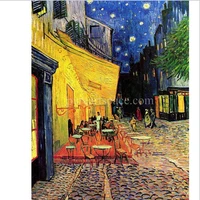 hand painted modern abstract oil painting reproductions cafe terrace at night landscape home decoration wall art