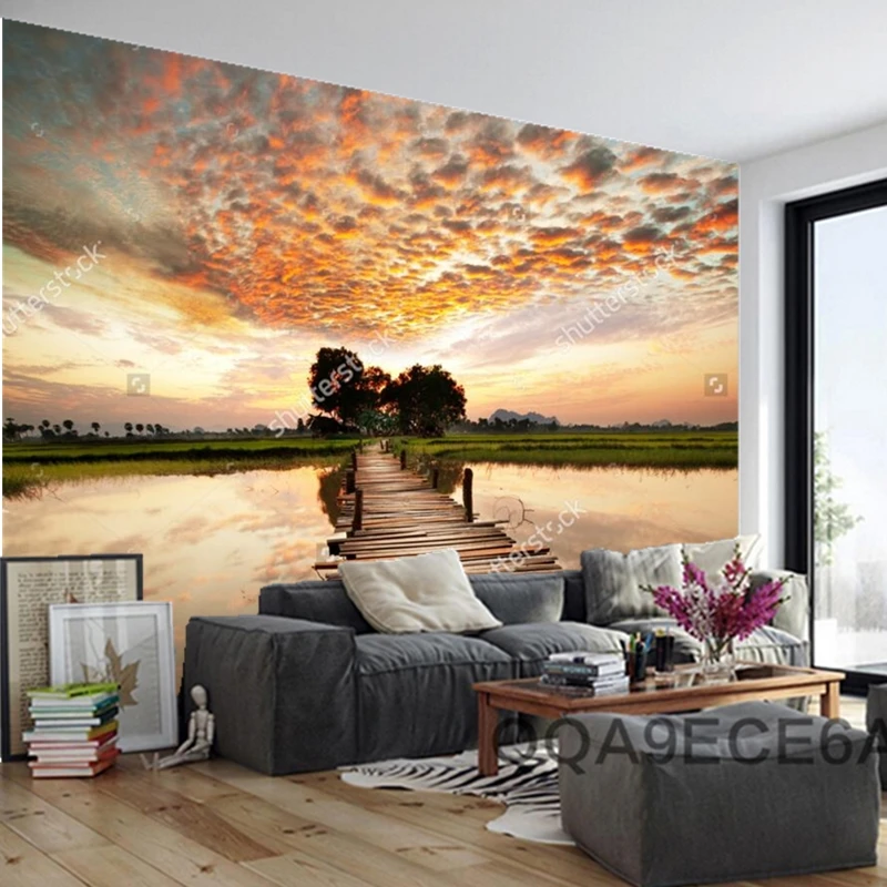 Обои на заказ с изображением природного ландшафта закат реке фотообои для