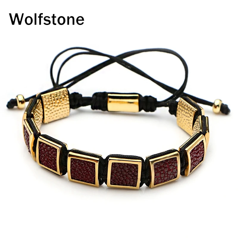 Wolfstone 1 psc Роскошные известная марка ювелирных изделий из натуральной кожи ската