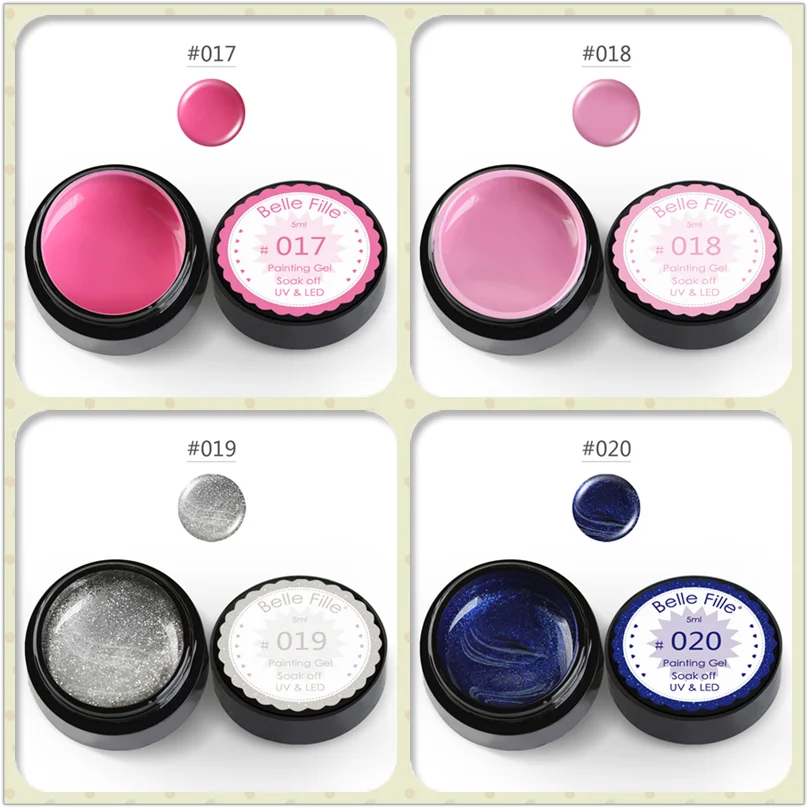 Belle FILLE 5 мл Краска гель 25 Мода Цвет UV LED роспись ногтей цвет Для Finger Nail Art Дизайн DIY