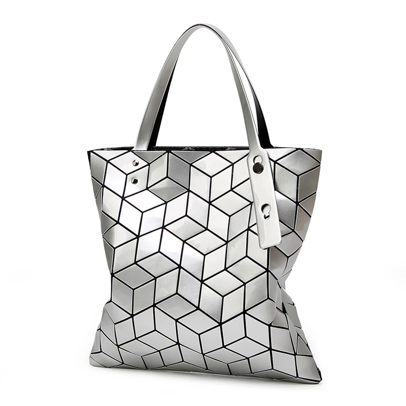2017 Женщины PU Кожаная Сумка Большой Емкости Леди Геометрическая Решетке Алмаза