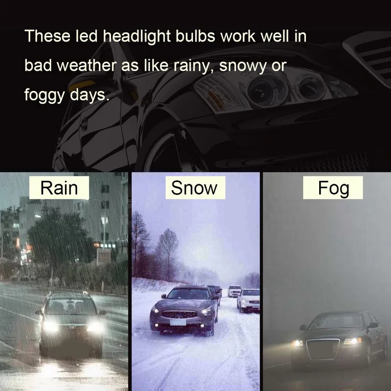 

Safego M2 2PCS H7 LED H4 LED H11 H8 H9 Car Headlight Bulbs 55W 6000LM Super bright 6500K led motorcycle light lamps for cars