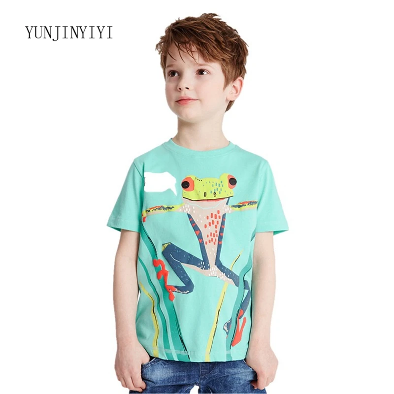 

Новинка 2018, детская одежда, хлопковая футболка с короткими рукавами и принтом в виде лягушки, лидер продаж, модели для мальчиков с принтом «л...