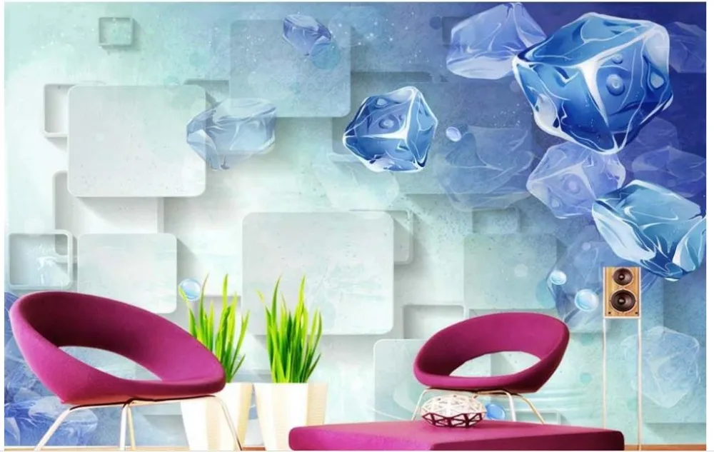 Украшение дома синяя коробка 3d фрески обои для гостиной фото настенные на окно
