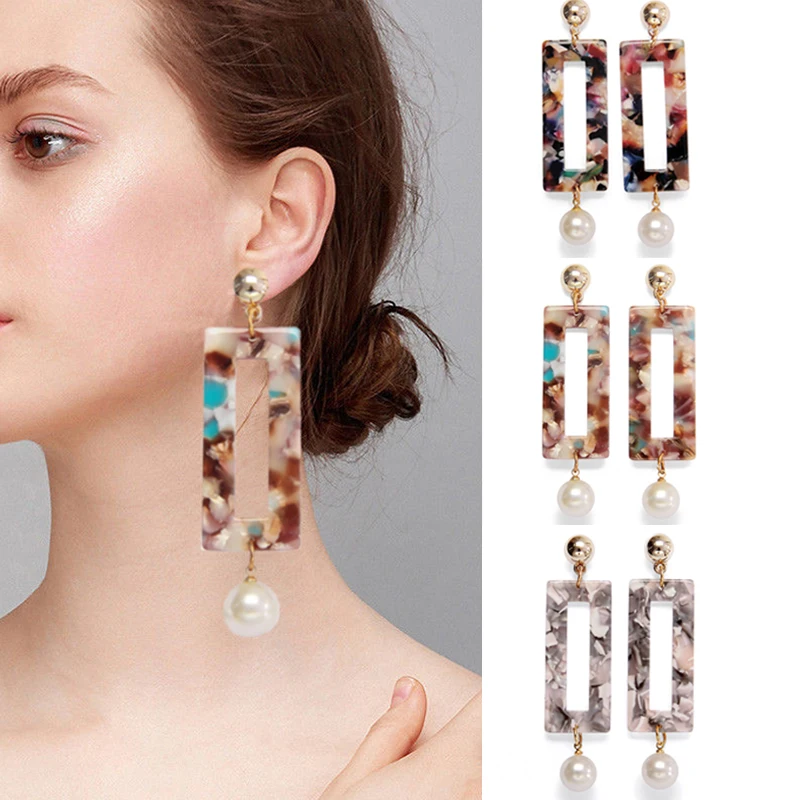 Большие эффектные Длинные акриловые ацетатные висячие серьги 2019 Hesiod с