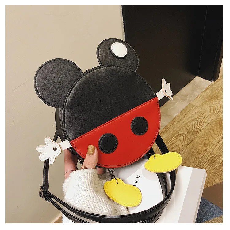 Disney Микки Маус леди мультфильм PU Сумка Круглый Мода Сумка подарки для девочек хранения пакет, косметичка