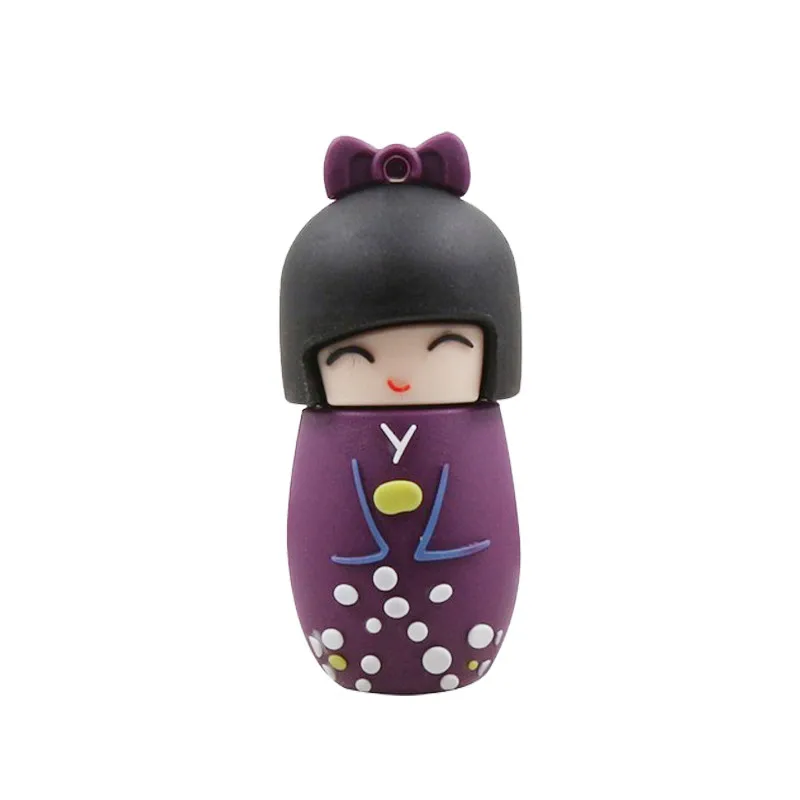 Purple Мультяшный флеш-накопитель японские куклы кимоно девушка usb флэш-накопитель 64 ГБ 32 ГБ 16 ГБ 8 ГБ 4 ГБ флэш-карта памяти Флешка для детей Подарки - Цвет: Purple
