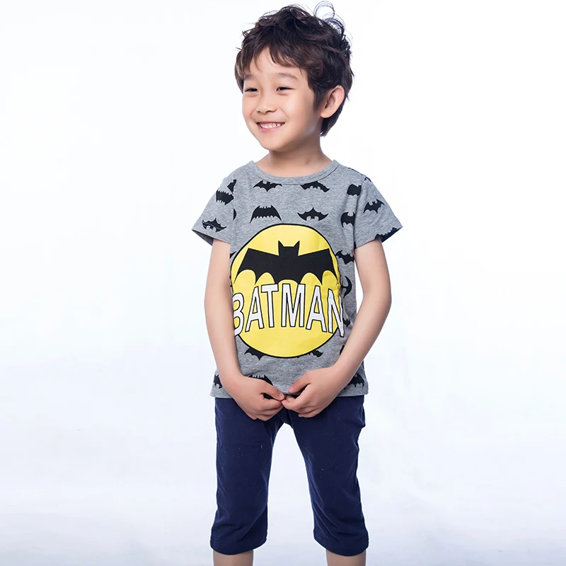 Manufacturer direct sale 2018BAILIWEINI summer new two - piece short-sleeved full printed bat seven-point boys and girls suit | Детская