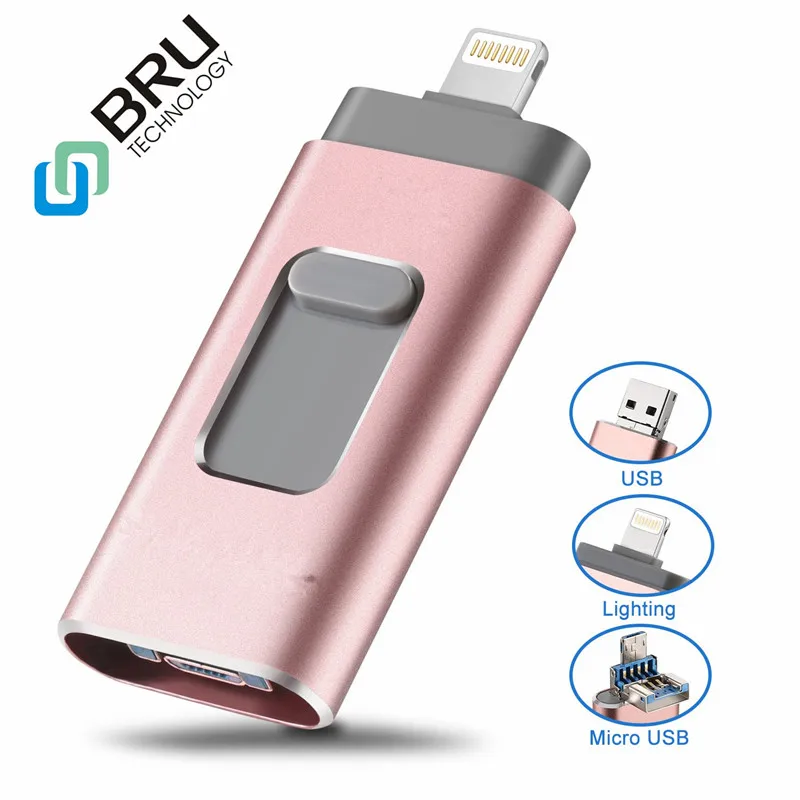 BRU Usb 3.0 флешка для Iphone Ipad lightning Android смартфон планшет ПК флешки 8 ГБ 16 32 64 128 256