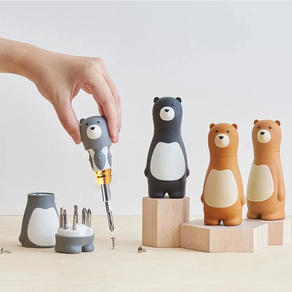 

6 in 1 Screwdriver Bits Set Hex for Repair Tools Cartoon Bear Length 50mm Single Side Power Tools
