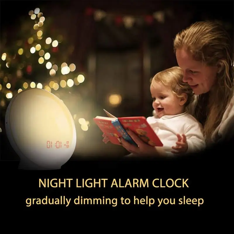 Wake-Up Light, Lbell Alarm Clock, 8 цветов, функция моделирования и помощи для сна, двойной будильник с fm-радио, 7 натуральный