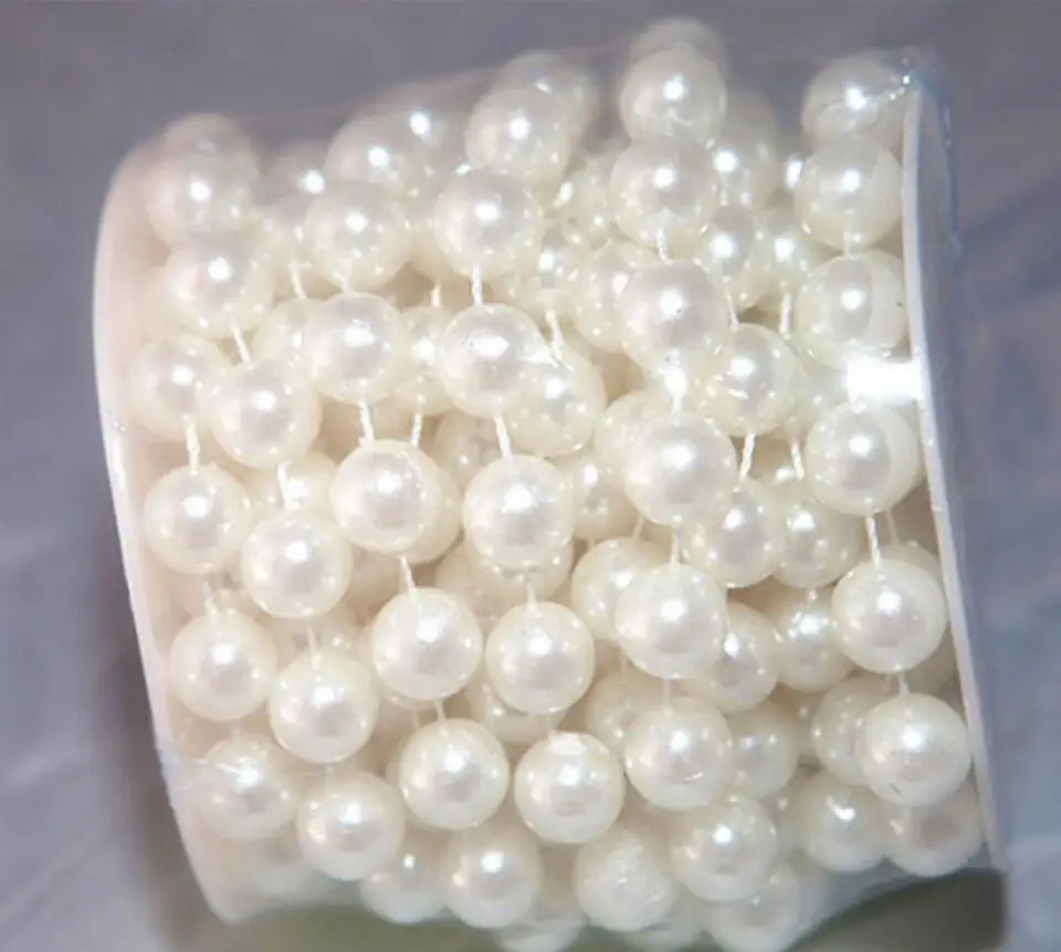 20 Meters Ivory White 10mm Round Fixed ABS Pearl Garland For Wedding Party Centerpiece Hanging Decoration