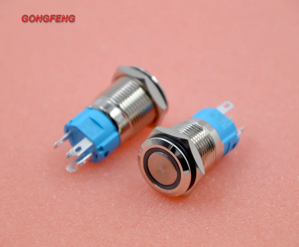 Новый 16 мм металлический кнопочный переключатель Циркулярный 12 В 24