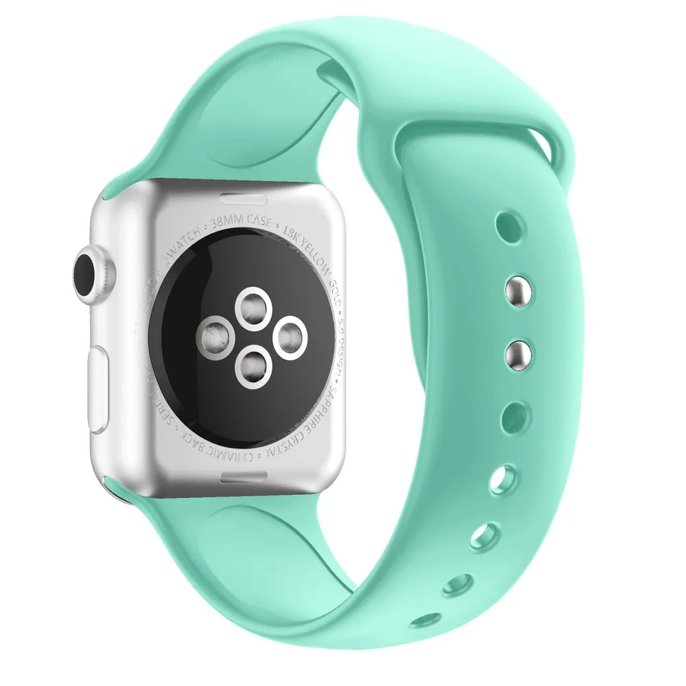 Силиконовый браслет для Apple Watch 38 мм 42 40 44 сменные спортивные Смарт часы с