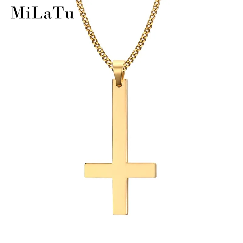 Ожерелье с подвеской крестом в обратном направлении ожерелье из нержавеющей