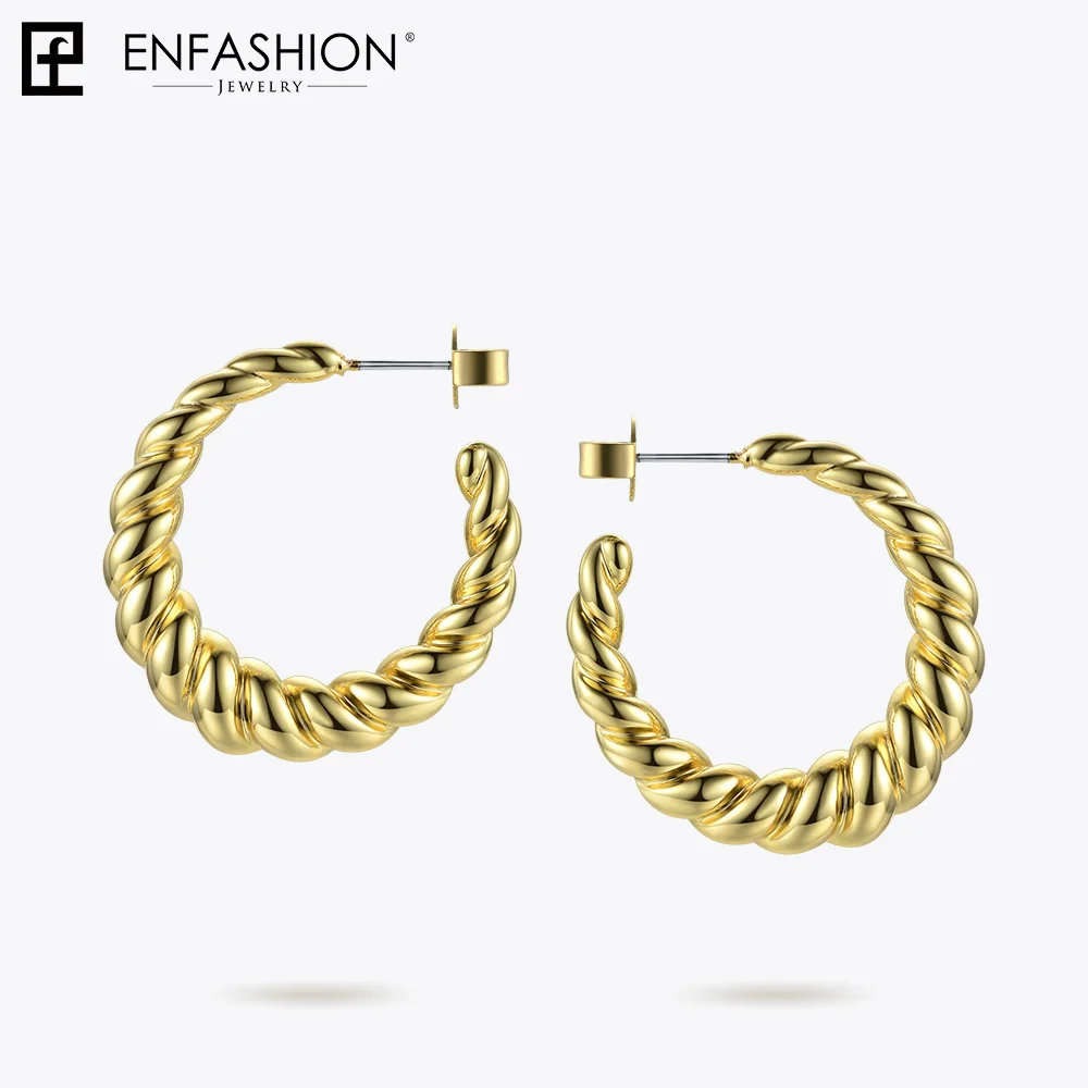 Enfashion чистая форма твист кольцо серьги круг маленький золотого цвета круглые обручи серьги для женщин ювелирные изделия Aros EF181082 - Окраска металла: Gold Color