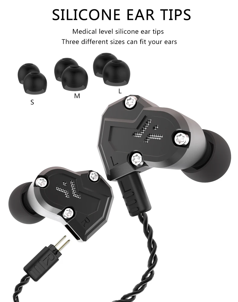 RenoNext QT3S 4 Dynamic Hybrid в ухо наушники HIFI DJ монитор Fone de ouvido Спортивная 2 Привод