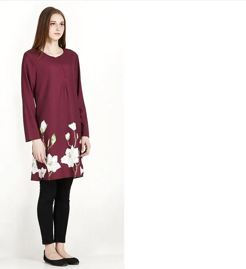 2018 Women's Loose Dresses New Fashion Digital Printing Long Sleeve Round Neck Zipper Vestidos Kaftan Abaya Dubai Muslim Dress |