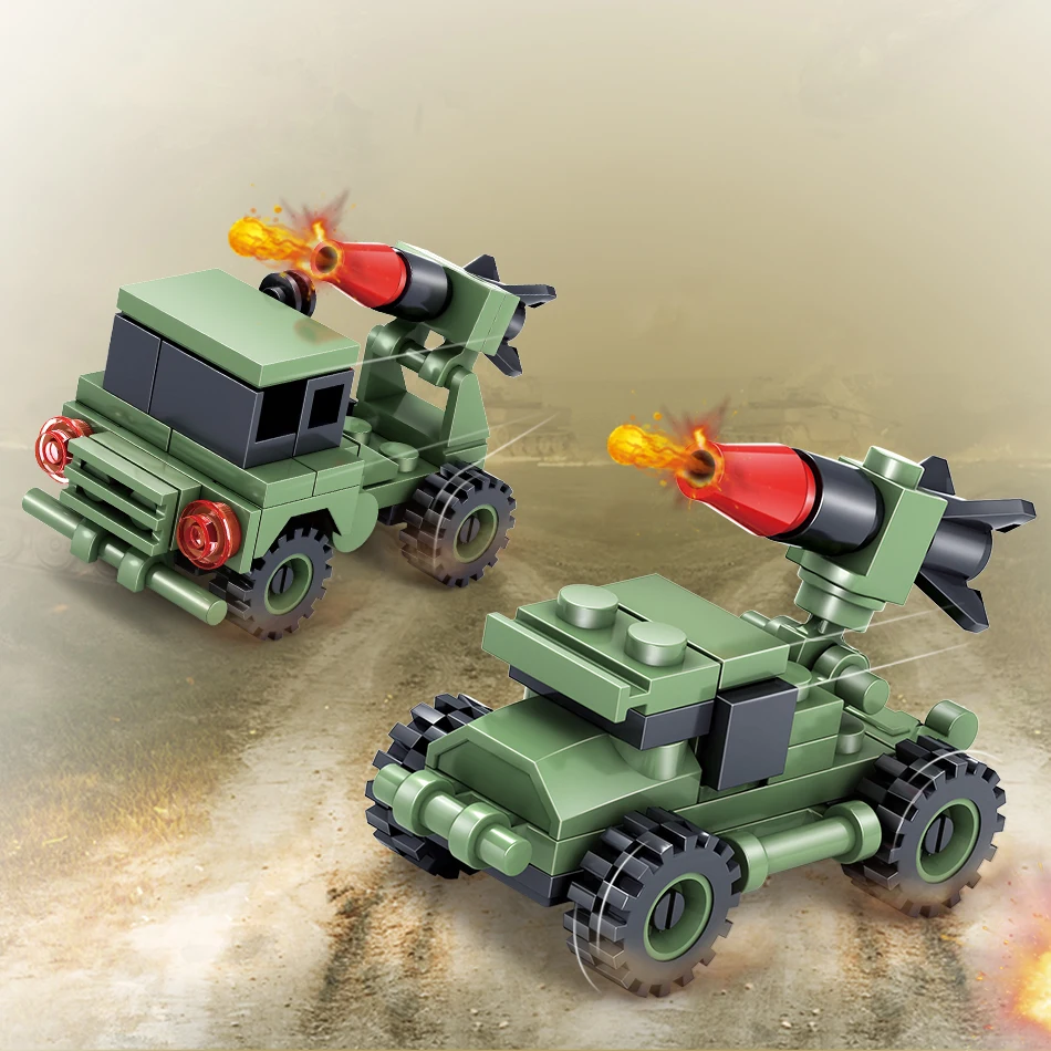 363 + шт Военная армейская Серия автомобиль-вертолет строительный блок корабль