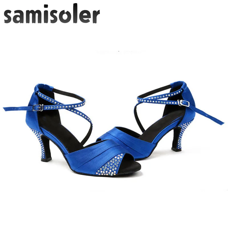 Samisoler/Новинка 2018 года обувь для латинских танцев женская сальсы атлас +