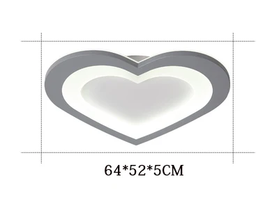 64X52X5CM VEIHAO современные светодиодные потолочные лампы в форме сердца для спальни детская комната для девочек коридор балкон прохода серый белый Потолочный светильник - Цвет корпуса: 64X52X5CM