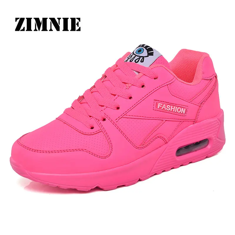 Rose Red ZIMNIE, большие размеры 35-44, женская обувь из искусственной кожи, обувь для бега, летняя, дышащая, светильник, мягкая, для спорта на открытом воздухе, для ходьбы, бега, кроссовки - Цвет: Rose Red
