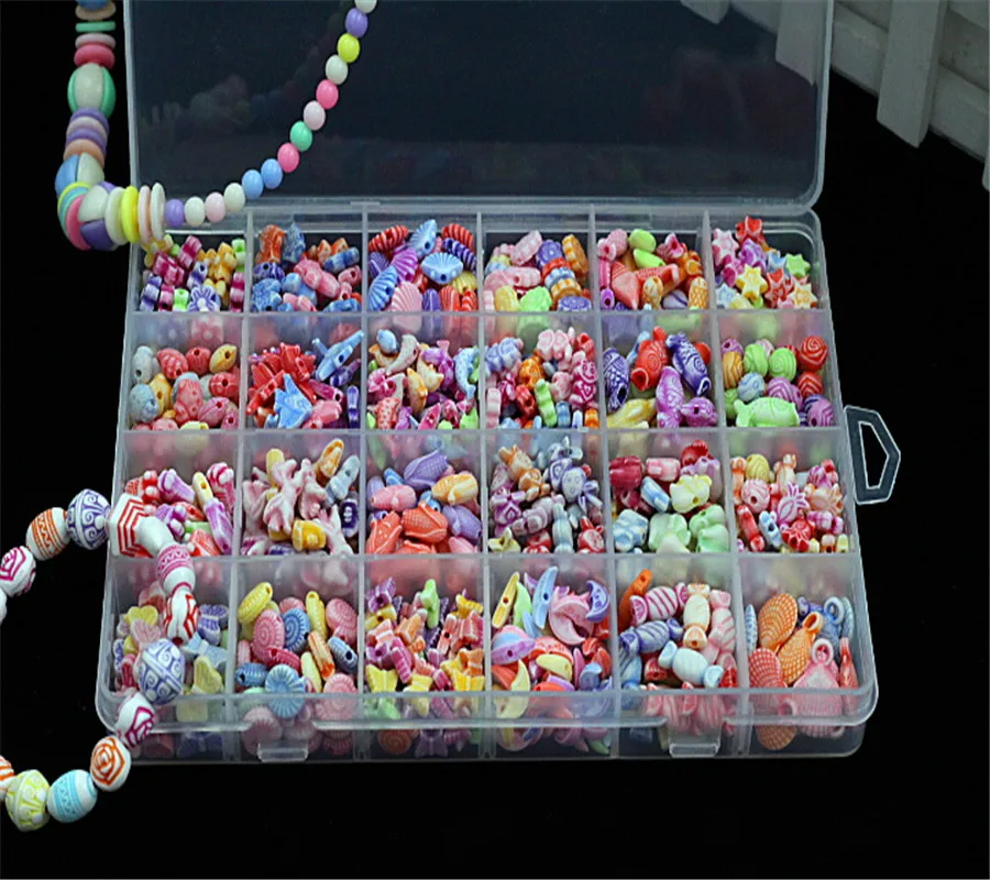 24 слота акриловые бусины DIY игрушки для детей Кристалл бисерная шнуровка игрушка-браслет подарок для девочек развевающееся ожерелье обучающая развивающая игрушка - Цвет: 05