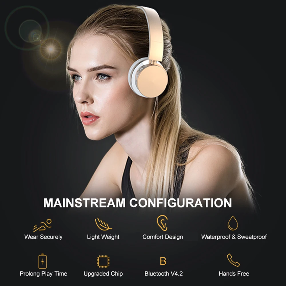 Excelvan TH-M9 Business Wireless Sport Headphones Bluetooth Headset Stereo Sound Earphone with Mic Support Hands-free for iphone |