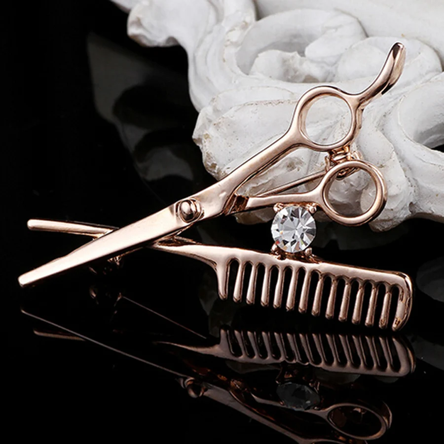 Charming Crystal Comb Scissors Brooches Broches Bijoux Pins Up Accessories Fashion Women Jewelry for Party Wedding Gift XZ244 | Украшения и