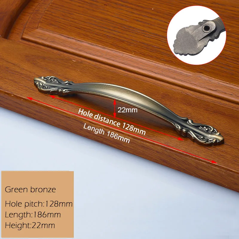 green bronze 128mm KAK Европейский цинковый сплав ручки шкафа Wadrobe дверные ручки для выдвижных ящиков кухонный шкаф ручки оборудование для обработки мебели - Цвет: green bronze 128mm