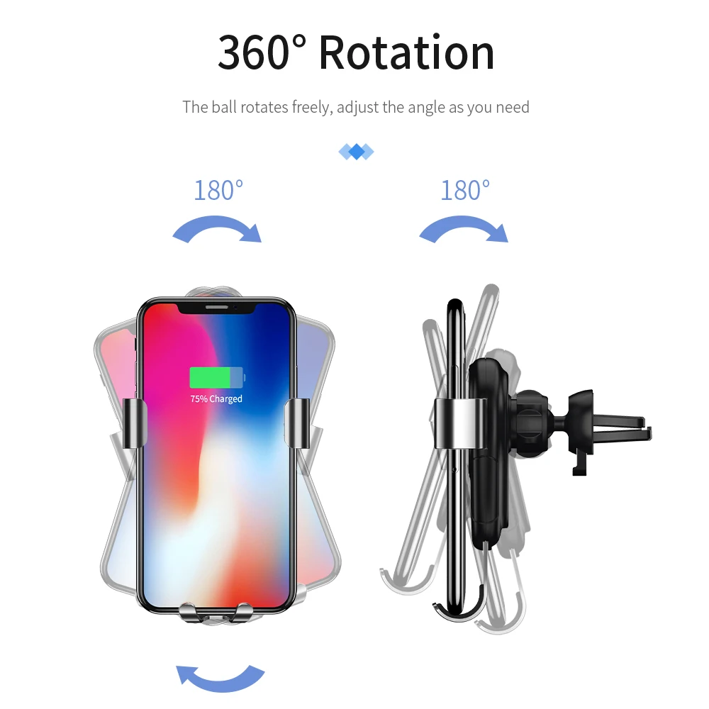 FPU 10 Вт Qi Беспроводное зарядное устройство для iPhone Xs Max XR X 8 гравитационный Быстрый автомобильный беспроводной зарядный держатель для Xiaomi Mi9 samsung S10 S9 S8