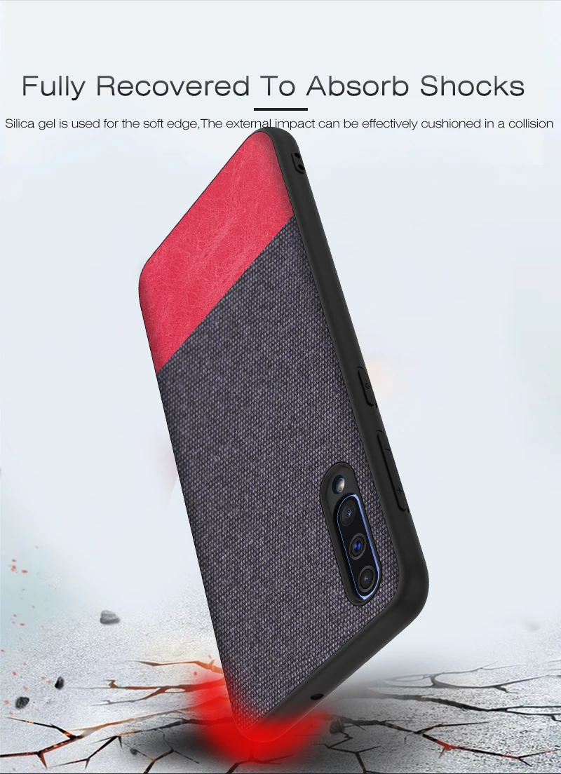 For Samsung Galaxy A50 A30 A10 Case Luxury Soft Silicone edge+Hard Cloth texture protective Back Cover for samsung a40 a70 |