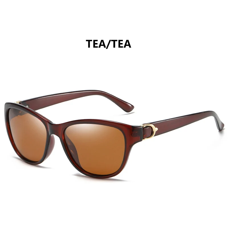Роскошный фирменный дизайн, кошачий глаз, солнцезащитные очки для женщин, поляризационные, женские, элегантные, солнцезащитные очки, для вождения, Ретро стиль, солнцезащитные очки, oculos de sol feminino - Цвет линз: Tea-tea