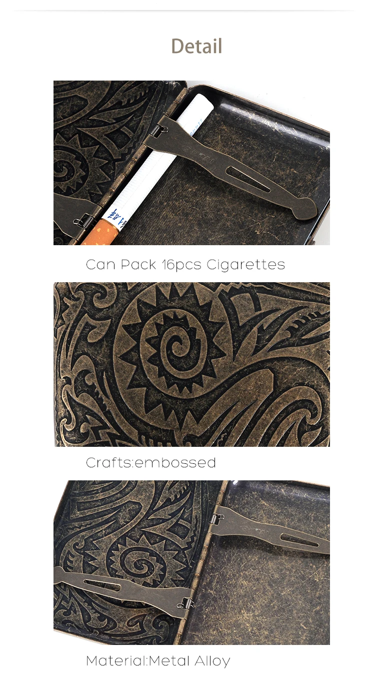 GERUI, новинка, винтажная металлическая коробка для сигарет, 16 шт., высококачественный Классический чехол для сигарет с подарочной коробкой