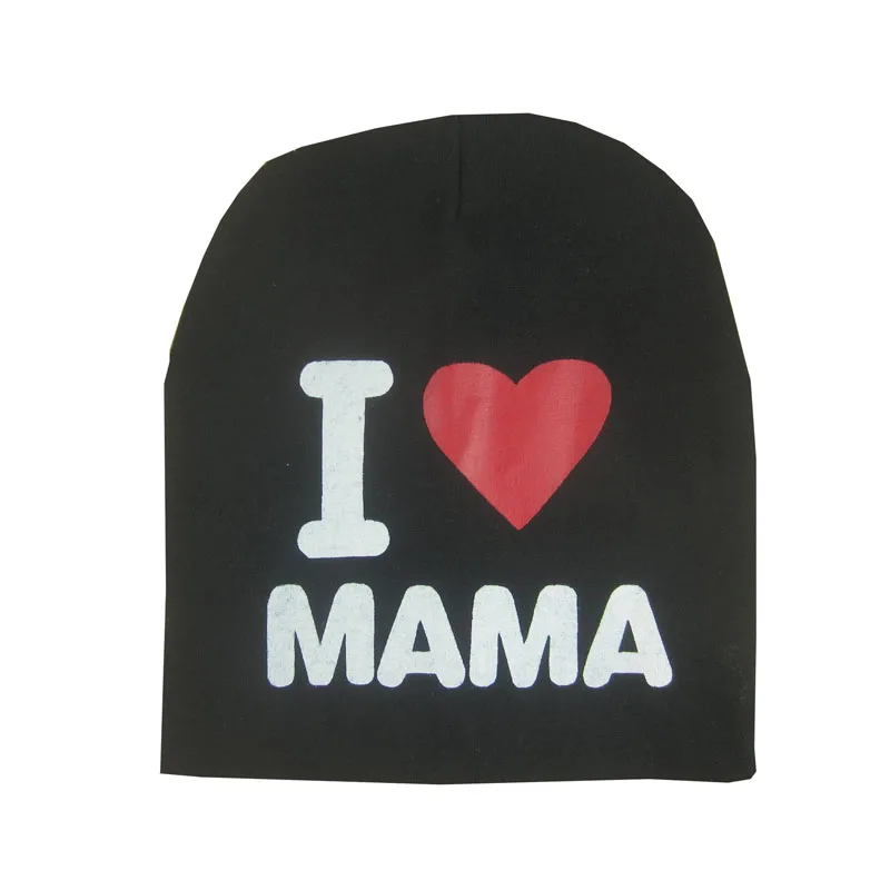 Милая теплая вязаная хлопковая шапочка с надписью I LOVE MAMA/PAPA для маленьких