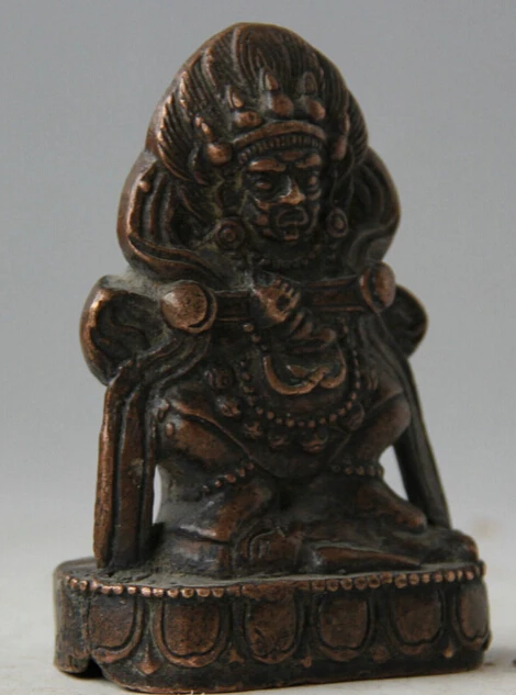 SCY 4&quot Old Tibet Buddhism Purple Bronze Stand Mahakala Wrathful Deity Buddha Statue S0705 | Дом и сад