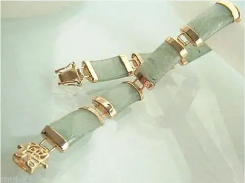 

Wholesale price 16new ^^^^Natural Light Green stone 18KGP Fortune Clasp Link Bracelet