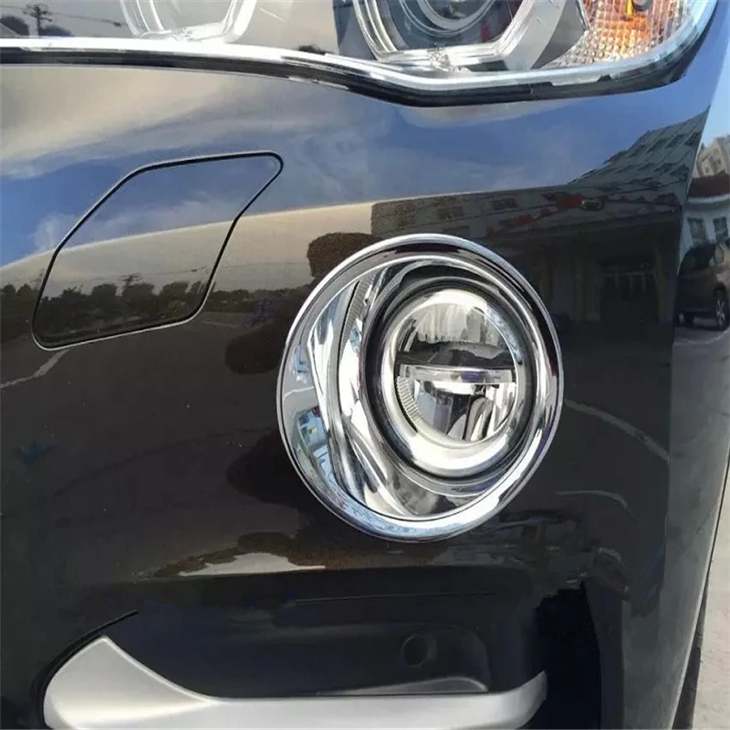 

WELKINRY car auto cover styling For BMW X6 F16 2015 2016 2017 ABS chrome front head fog lamp light cap sticker moulding trim