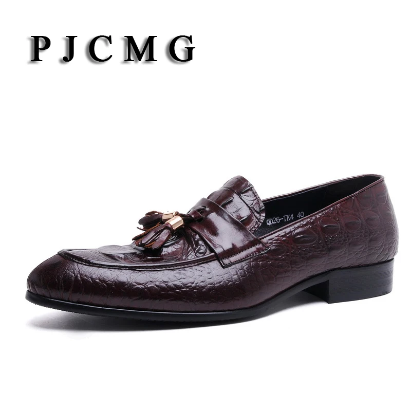 PJCMG Весенние Новые мокасины из натуральной кожи крокодила дышащие повседневные