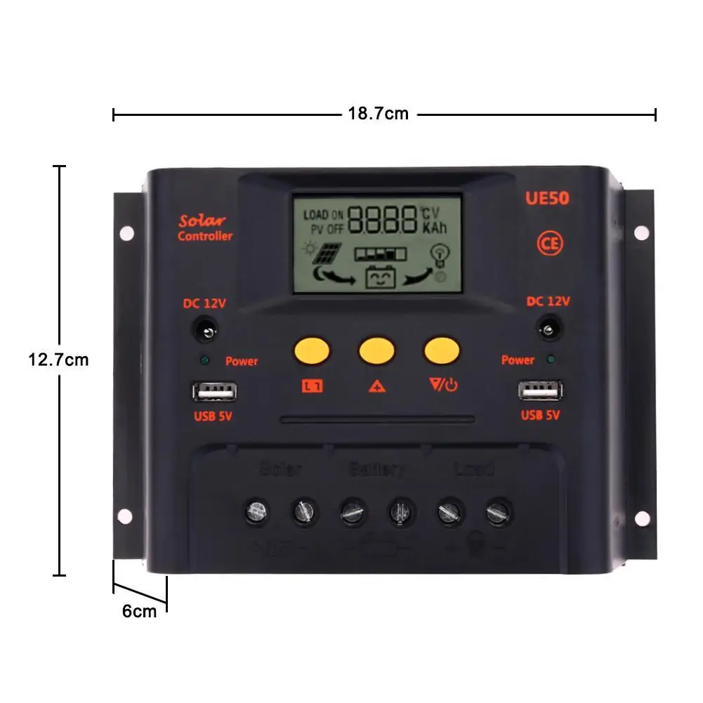 Новый PWM 60A Солнечный контроллер 48 в ЖК-дисплей USB 5 DC 12 В Гибкая солнечная панель