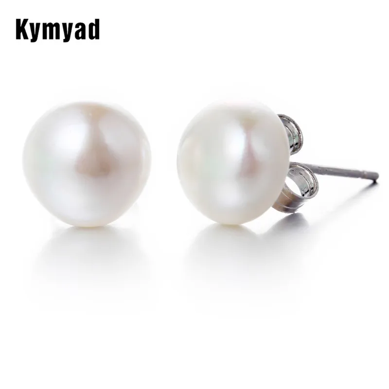 Женские серьги гвоздики с искусственным жемчугом Kymyad 8 мм модные ювелирные