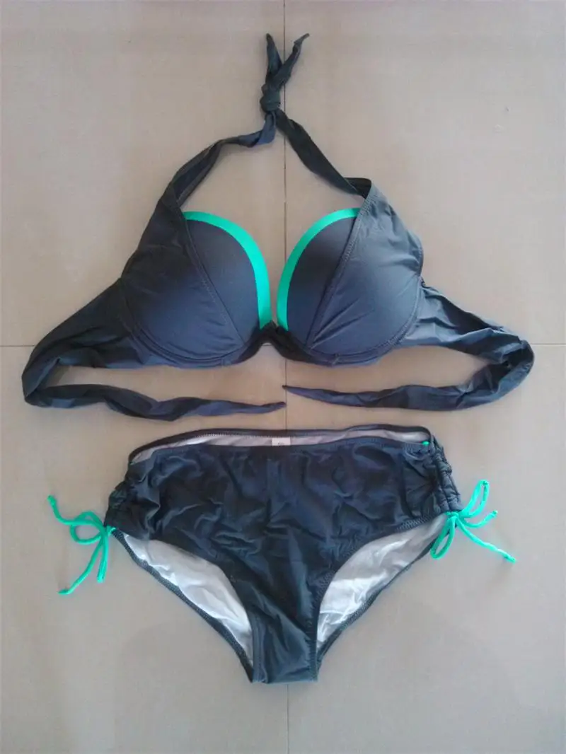 Женский купальник бикини COOCLO однотонный с пуш ап пляжная одежда большого размера