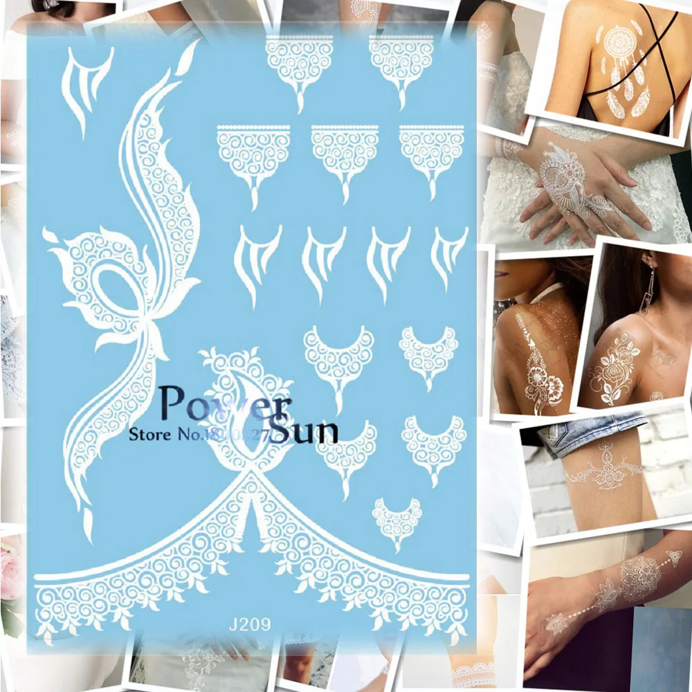 Водостойкая татуировка из хны белого цвета 1 шт. боди арт временная наклейка с