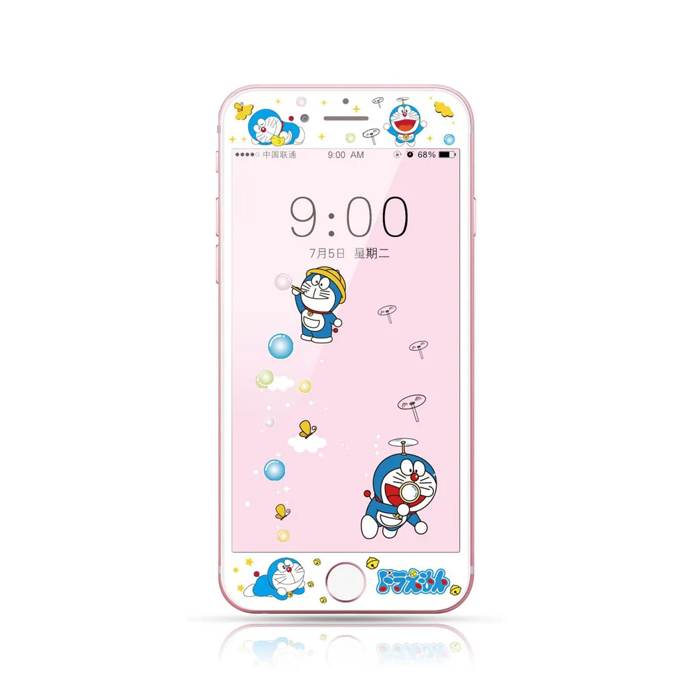 3D углеродное волокно мультфильм Закаленное стекло пленка для iPhone 6 6s 7 8 Plus Kitty Doraemon мышь Кумамон защитный экран протектор - Цвет: M122