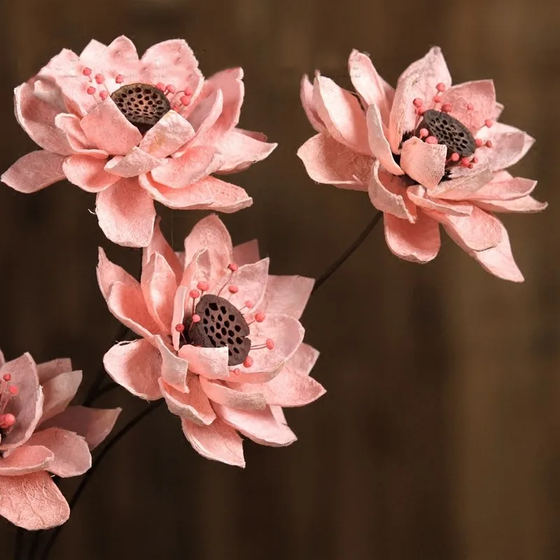Pink 1PC 85 см большой натуральный Лотос DIY Гибискус многоцветный Сушеный Цветок свадебное украшение украшения для домашней вечеринки искусственные сушеные цветы - Цвет: Pink 1PC