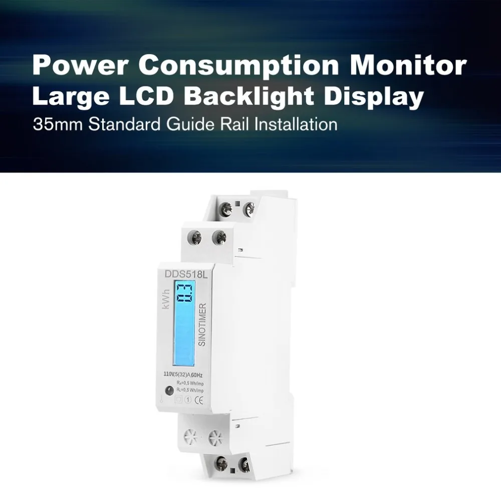 SINOTIMER Single Phase Power Consumption Energy Watt Analyzer KWh AC 110V Digital LCD Electricity Usage Monitor Wattmeter | Инструменты