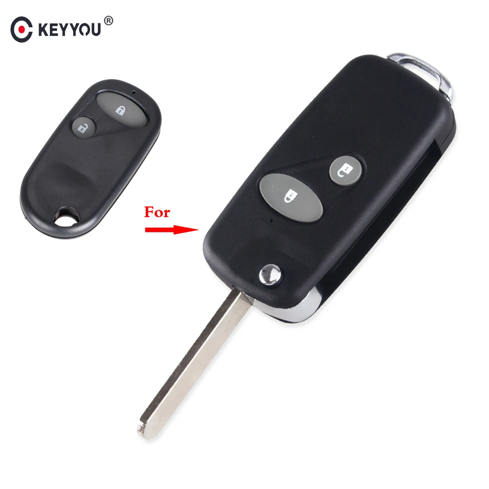 KEYYOU модифицированный откидной Складной Дистанционный Автомобильный ключ чехол-брелок для Honda Accord Civic HRV CRV S2000 Uncut Blade 2 чехол для ключей с кнопками
